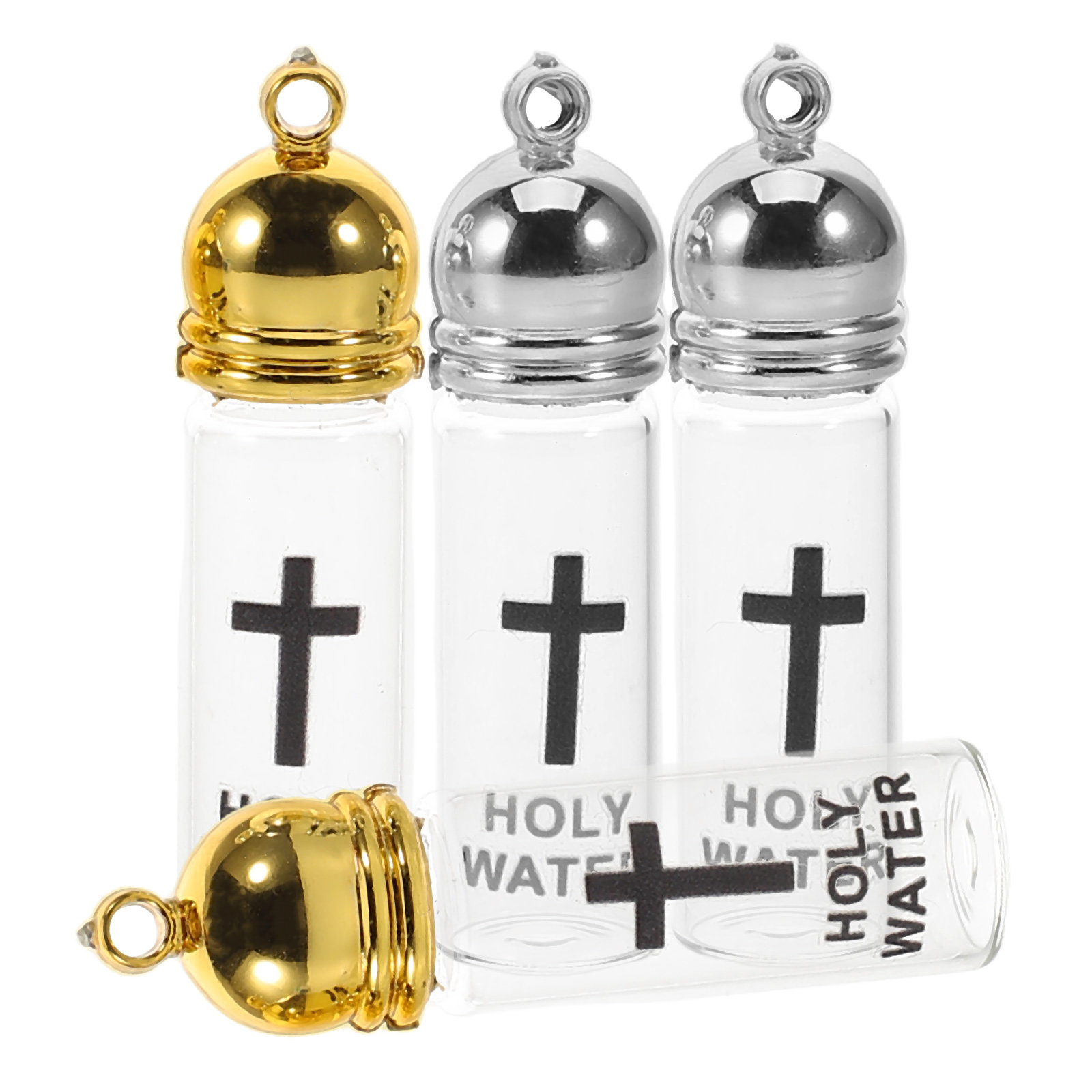 Glass Container Set - 4Pcs Holy Water Bottles Glass Christian