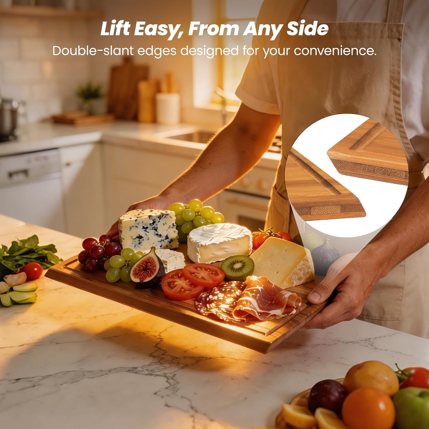 Bamboo Cutting Board Set With  - Meal Prep Cutting ulasan dan harga