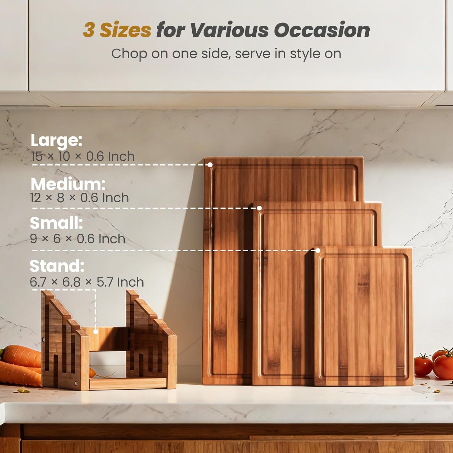 Bamboo Cutting Board Set With  - Meal Prep Cutting ulasan dan harga