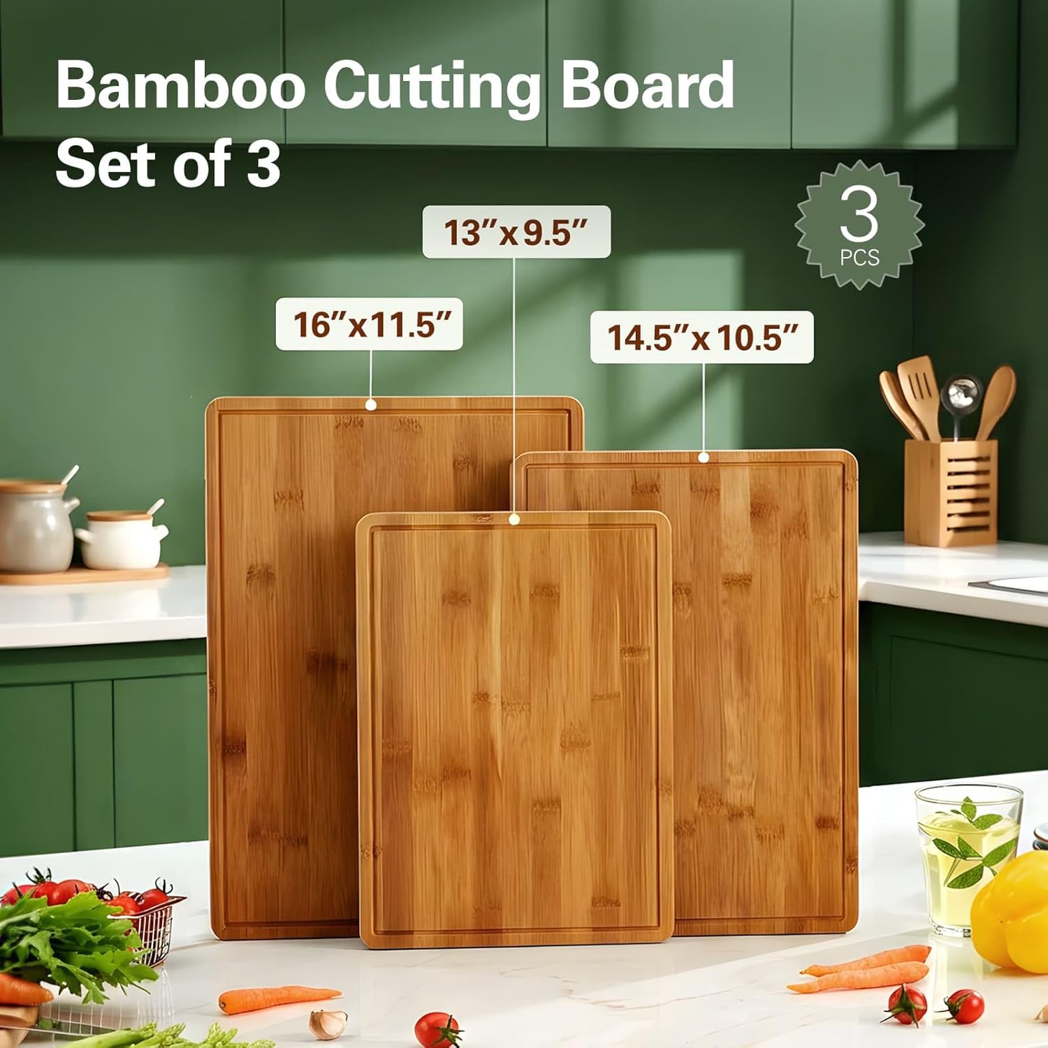 Bamboo Cutting Boards for Kitc - Meal Prep Cutting ulasan dan harga